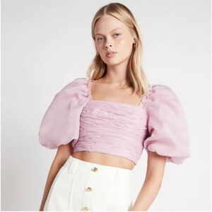 Aje, Myriad Putt Sleeve Cropped Top, Rose Pink, Size 4